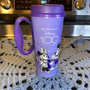 Walt Disney World 100th Anniversary Resort Refillable Tumbler Cup Mug Purple